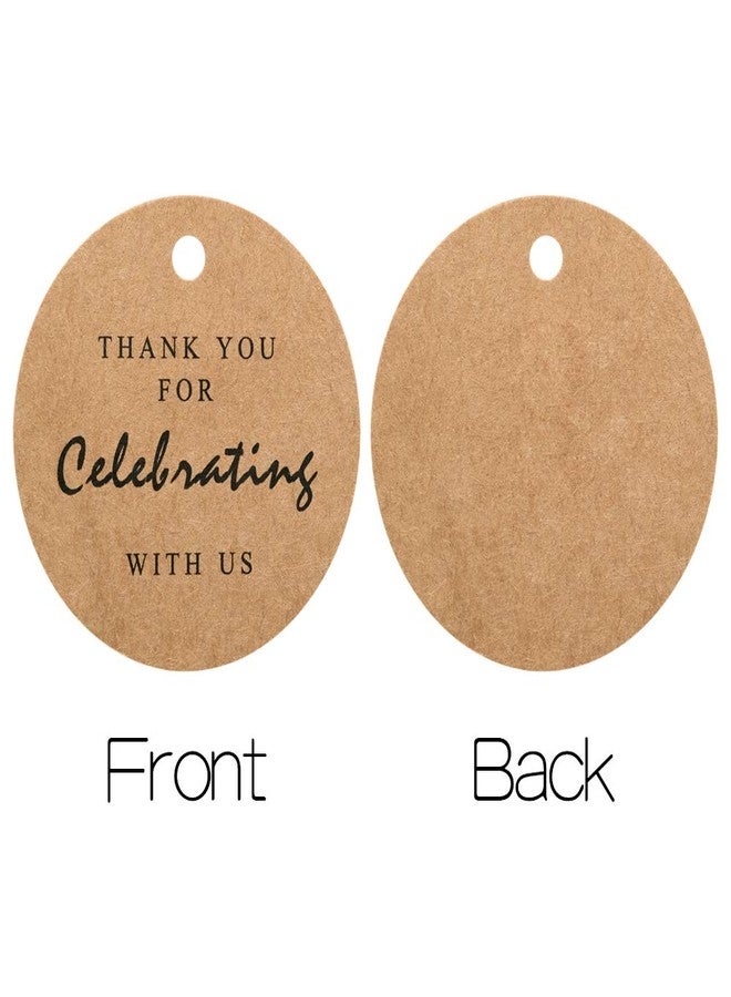 G2PLUS Thank You for Celebrating with Us Tags, 2.2in Original Design Kraft Paper Gift Tag, 100 PCS Thank You Present Tags with String for Gift Wrap, Wedding, Baby Shower, Holiday Party Favor (Brown) - Image 4